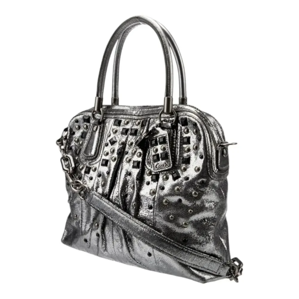 COACH Limited ED KRISTIN GRAY METALLIC SILVER GUNMETAL‎ NUBUCK SUEDE BAG Purse